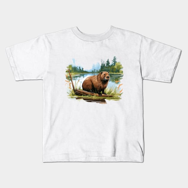 I Love Beaver Kids T-Shirt by zooleisurelife